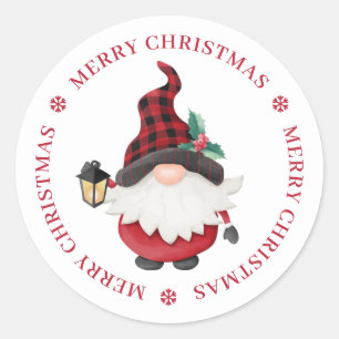 Sticker Rond Cute Lumberjack Noël Gnome Personnalisé