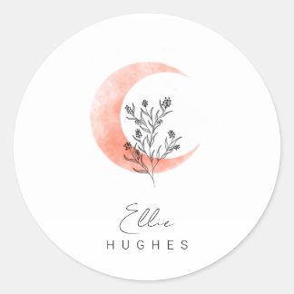 Sticker Rond Cute lune florale minimaliste et scandinave