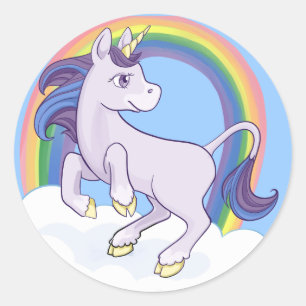 Sticker Rond Cute Magique Arc-en-ciel Unicorn