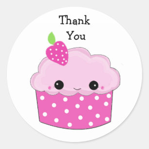 Sticker Rond Cute Merci Cupcake