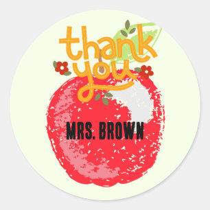 Sticker Rond Cute Merci Enseignant Apple Classic Custom