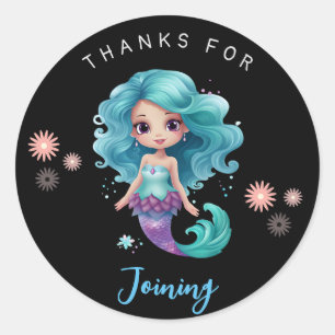 Sticker Rond Cute mermaid Anniversaire de enfant