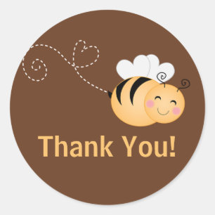 Sticker Rond Cute Modern Honey Bee Baby shower Invitation