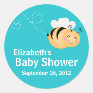 Sticker Rond Cute Modern Honey Bee Baby shower Invitation