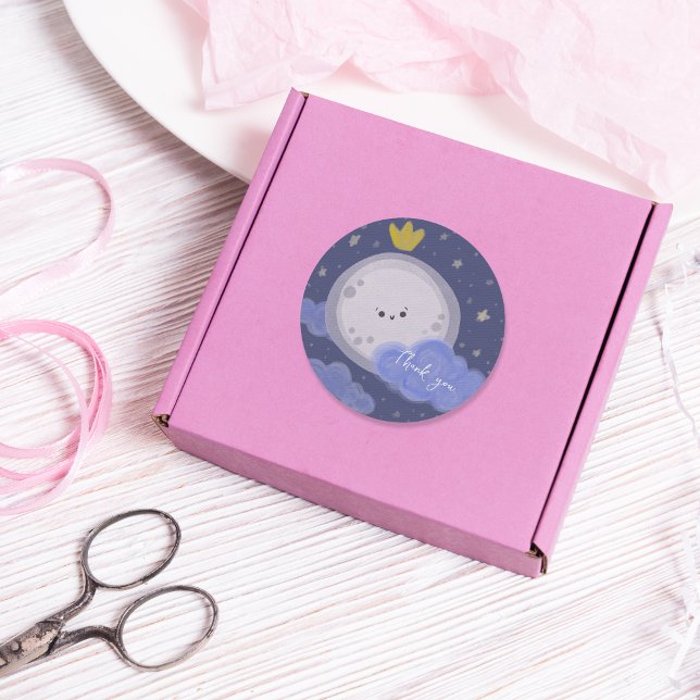 Sticker Rond Cute Moon Kawaii Celestii Personnalisé (Créateur téléchargé)