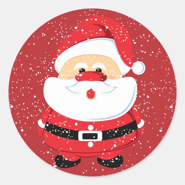 Sticker Rond Cute Noël du Père Noël (Devant)