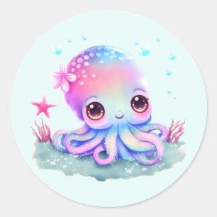 Sticker Rond Cute Octopus Sea Creator