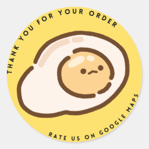 Sticker Rond Cute Oeuf Jaune Évaluez-nous sur Google Merci