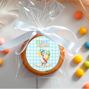Sticker Rond Cute One Silly Goose Blue Boy 1er anniversaire