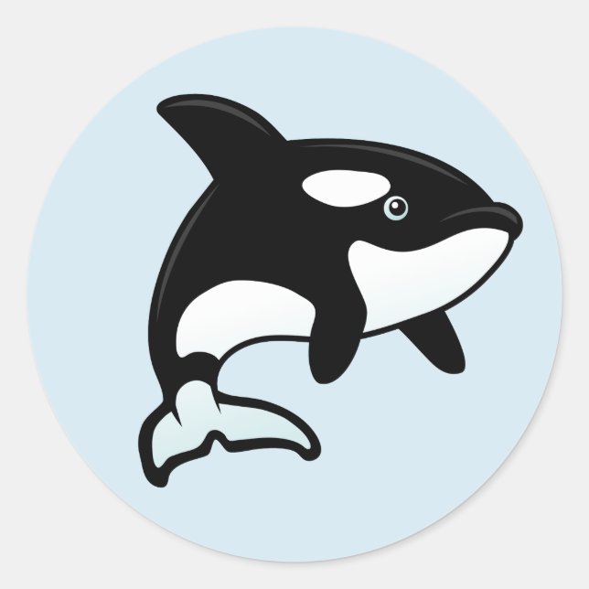 Sticker Rond Cute Orca / Baleine tueuse (Devant)