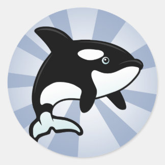 Sticker Rond Cute Orca / Baleine tueuse