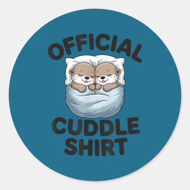 Sticker Rond Cute Otter Couple Cozy Cuddle  (Devant)