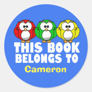 Sticker Rond Cute Owl Ce Livre Appartient À