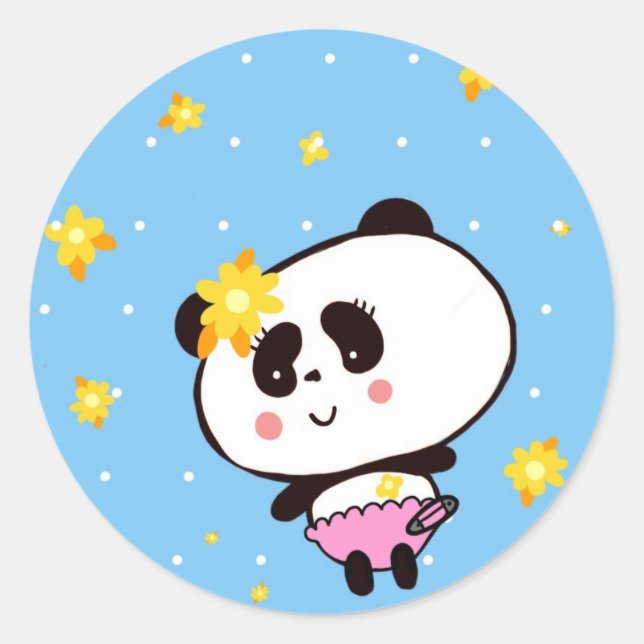 Sticker Rond Cute Panda Baby customisé (Devant)
