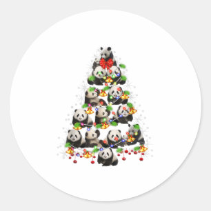 Sticker Rond Cute Panda Christmas Tree Gift Deco Xmas Tr