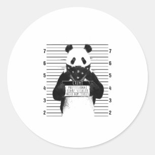 Sticker Rond Cute Panda Crime Professionnel Coeur Stealer Funny