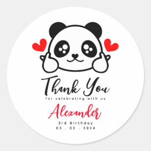Sticker Rond Cute Panda ours Merci