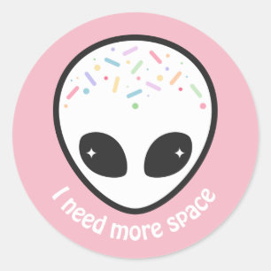 Sticker Rond Cute Pastel Alien Head