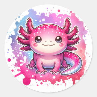 Sticker Rond Cute Pastel Axolotl Nouveau Design