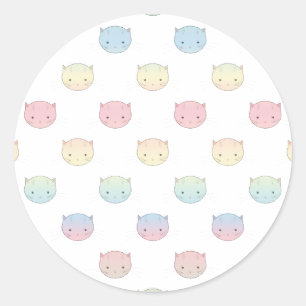 Sticker Rond Cute Pastel Kitty Chat Façades Motif