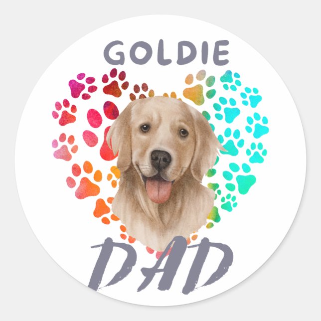 Sticker Rond Cute paw Coeur doré Chien Chien Chien Chien Chien  (Devant)