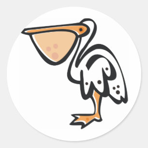Sticker Rond Cute Pelican
