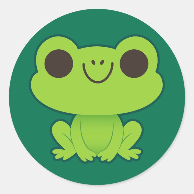 Sticker Rond Cute Petite Grenouille verte (Devant)
