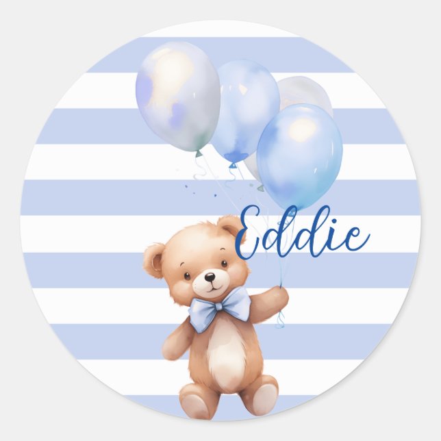 Sticker Rond Cute petite ours en bleu (Devant)