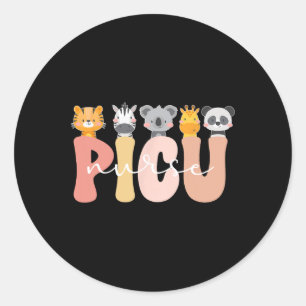 Sticker Rond Cute Picu Nurse Unité de soins intensifs pédiatriq