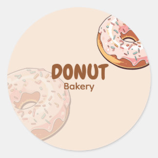 Sticker Rond Cute Pink Donut Bakery