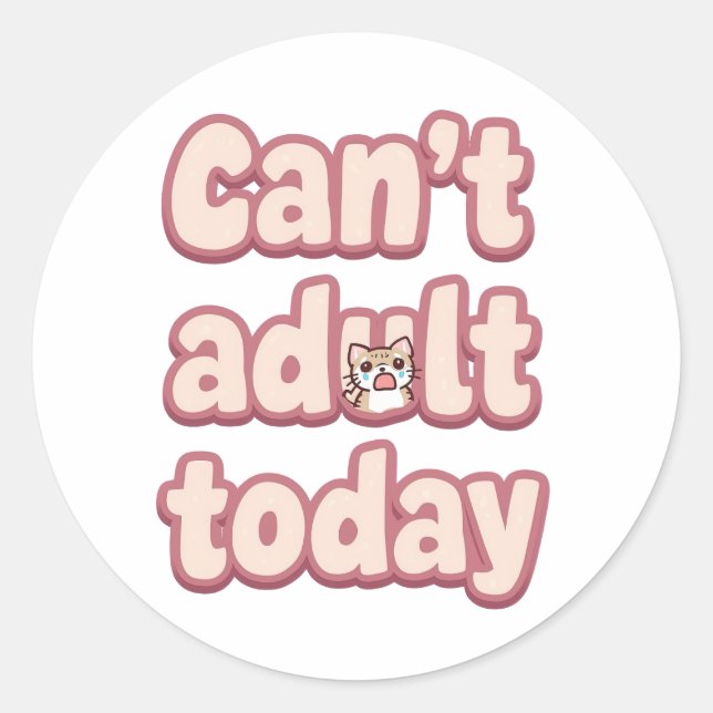 Sticker Rond Cute Pink Graphic with Peeking Cat (Devant)