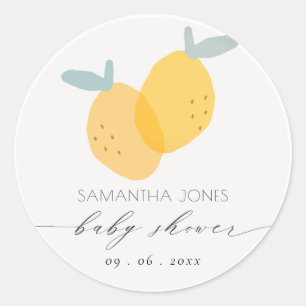 Sticker Rond Cute plaisir Citron Jaune Fruit Citrus Baby shower