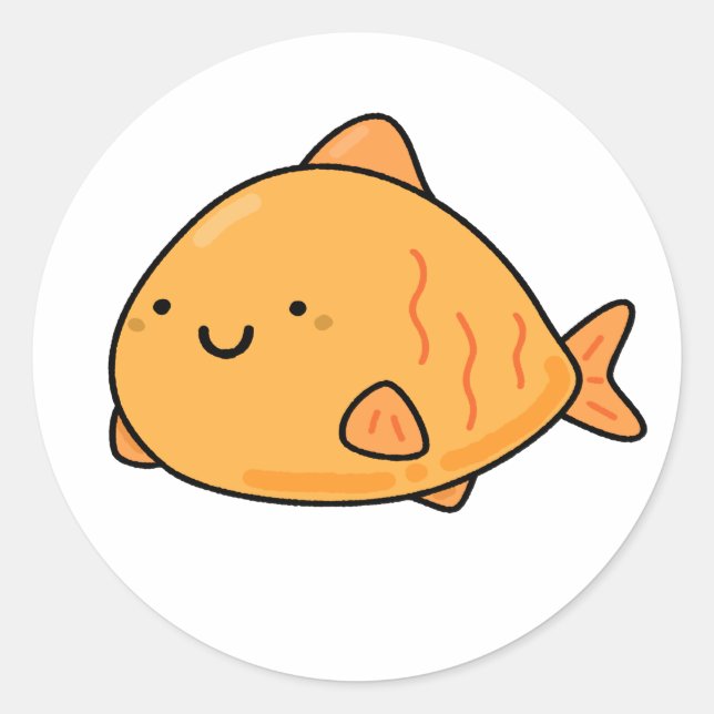 Sticker Rond Cute poisson orange Kawaii (Devant)
