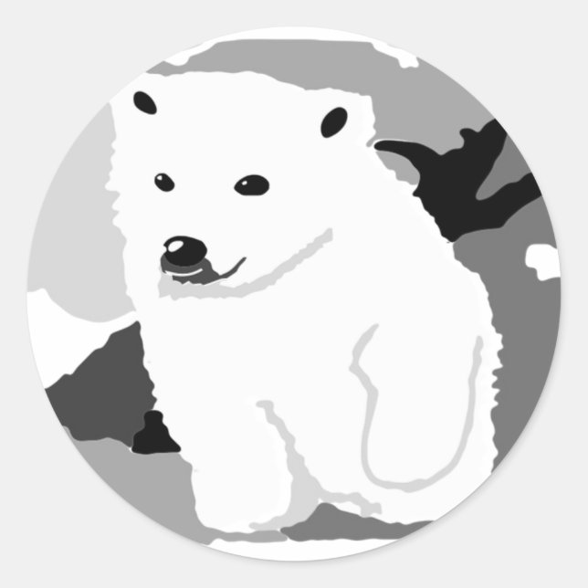 Sticker Rond Cute Polar ours art cadeaux et accessoires (Devant)