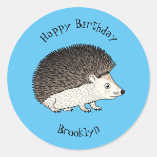 Sticker Rond Cute prickly hedgehog cartoon