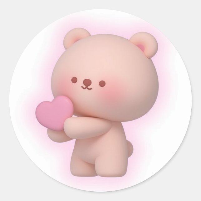 Sticker Rond Cute prise d'ours (Devant)