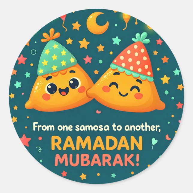 Sticker Rond Cute Ramadan Mubarak  (Devant)
