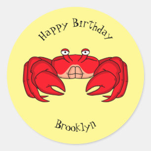 Sticker Rond Cute red crab cartoon