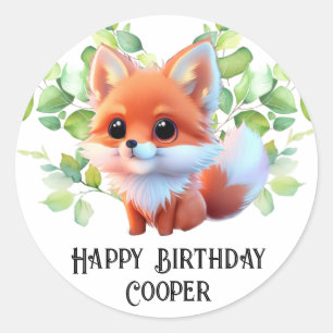 Sticker Rond Cute renard dessin bois animaux forêt amis de la f