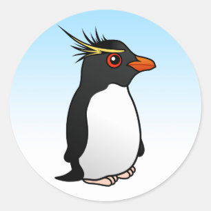 Sticker Rond Cute Rockhopper Penguin