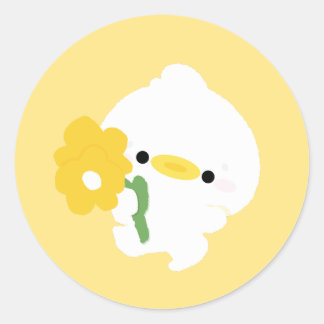 Sticker Rond Cute Romantic Duck