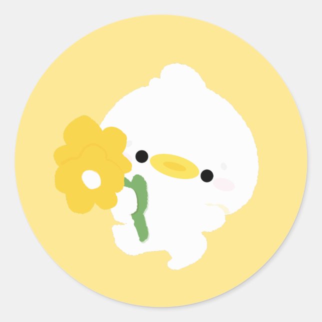 Sticker Rond Cute Romantic Duck (Devant)