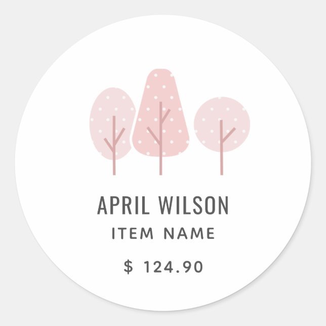 STICKER ROND CUTE ROSE BLEU PASTEL TRIO TRIO PAYSAGE PRIX (Devant)
