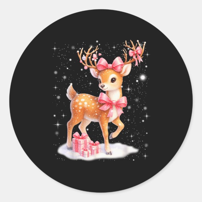 Sticker Rond Cute Rudolph Nk Coquette Pajamas Christmas Xmas Gi (Devant)