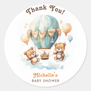 Sticker Rond Cute Rustique Ours Twins Baby shower Merci