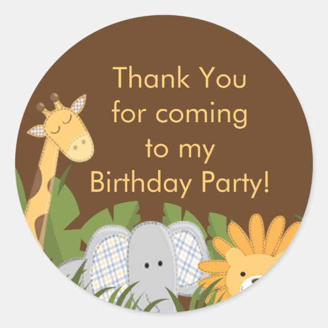 Sticker Rond Cute Safari Jungle Anniversaire (Devant)