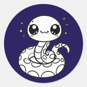 Sticker Rond Cute serpent