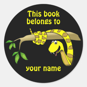 Sticker Rond Cute serpent dans un arbre Reptile Plaques de rése