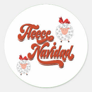 Sticker Rond Cute Sheep Fleece Navidad