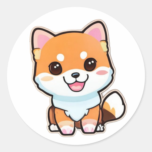 Sticker Rond Cute Shiba Inu (Devant)